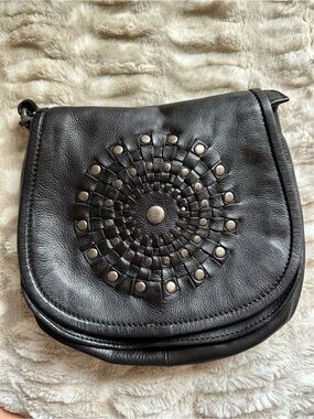 ✨NWOT✨ Black Leather Crossbody Bag with Circular Stud Detail